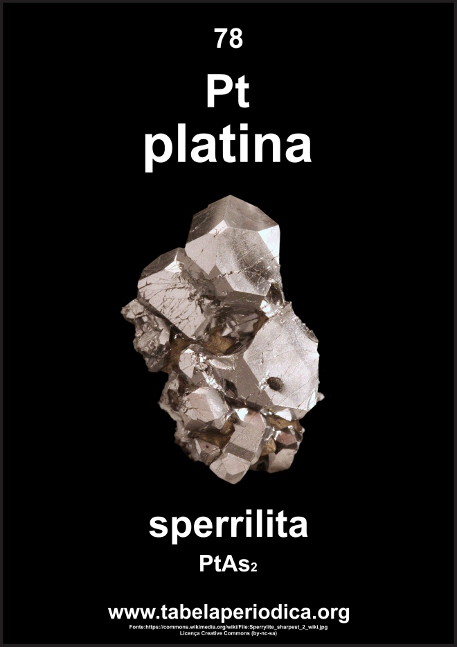 PtAs2 platina e arsênio em mineral